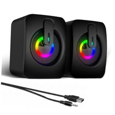 RGB Computer Speakers, USB-Powered PC Speakers with 7-Color LED Backlight,