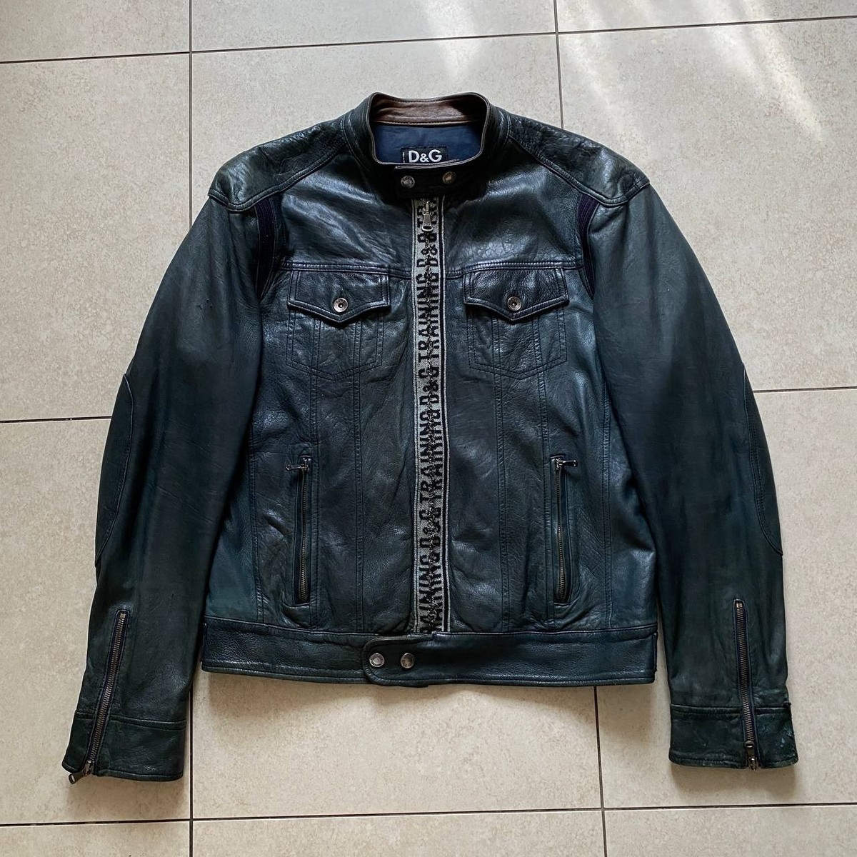 Dolce Gabbana Training Athletic System Leather Jacket Vintage y2k 
