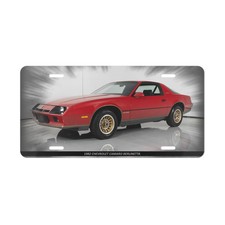 Iconic 1982 Chevrolet Camaro Berlinetta Red Classic Vanity Plate - Metal Front