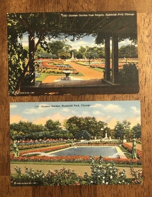2 Postcards Of The Sunken Garden, Humboldt Park, Chicago, IL. (WP18)