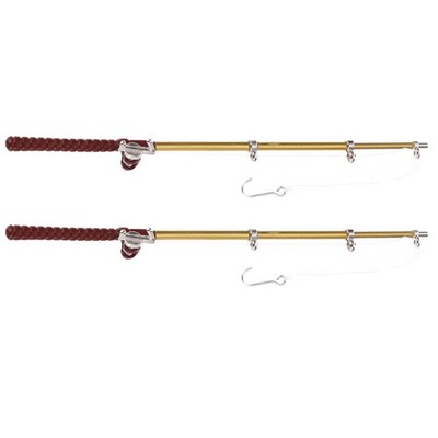 2 Pcs Mini Angelrute Spielzeug Spielzeugangel Miniaturmodellbausatz