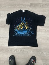 VINTAGE 90’s LOONEY TUNES BUGS,COYOTE,TAZ SPOOKY CHEST MENS BLACK T SHIRT 2XL