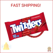 TWIZZLERS Twists Strawberry Flavored Licorice Style, Chewy Candy Bag, 16 oz