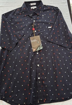 Marc Ecko Shirt Men's Size XXL Button Down Short Sleeve Black Embroidered NEW