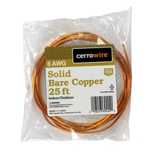 25 Ft. 6-Gauge Solid Bare Copper Grounding Wire   SD Electrical Ground Wire