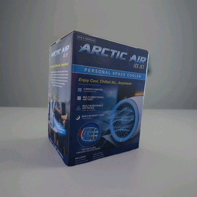 Arctic Air Ice Jet Personal Air Cooler 3-Speed with Reusable Ice Packs LEDLight