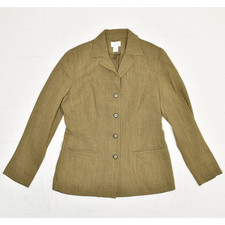 Ann Taylor LOFT Women's Button Blazer Jacket Solid 100 Wool Brown Size 6