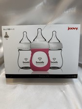 Set of 3 Boob Diamond Glass Joovy Infant Feeding Baby Bottles W/Nipples 0M