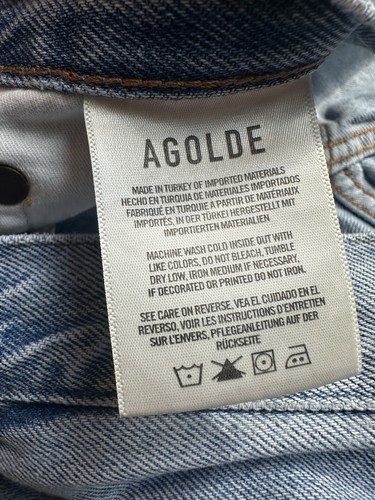 Agolde 90s Mid Rise Loose Fit Distressed Denim Jeans Light Blue • Women's 28 - Picture 11 of 17