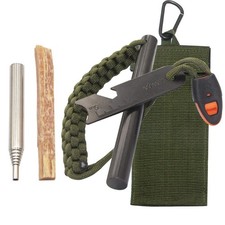Feuerstahl Notfall Set Firestarter Bushcraft – Schaber Blasrohr Kienspan Tasche