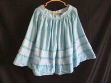 Vintage Handmade Gingham Embroidered Blue Skirt Cottagecore Boho Cute