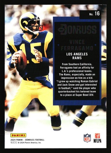 Donruss #16 Vince Ferragamo 2024 - Imagen 2 de 2