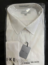 IKE BEHAR 18.5 34/35 White Formal Dress Shirt Regular Collar