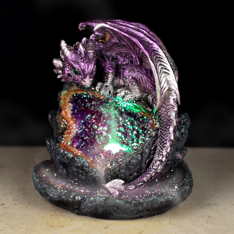 Multi LED Crystal Baby Dragon Backflow Incense Burner - Smoke Cone Holder Gift