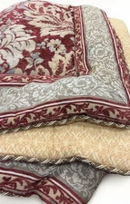 Croscill Arden Burgundy Gold Blue Floral Jacquard Comforter Queen Elegant Trim