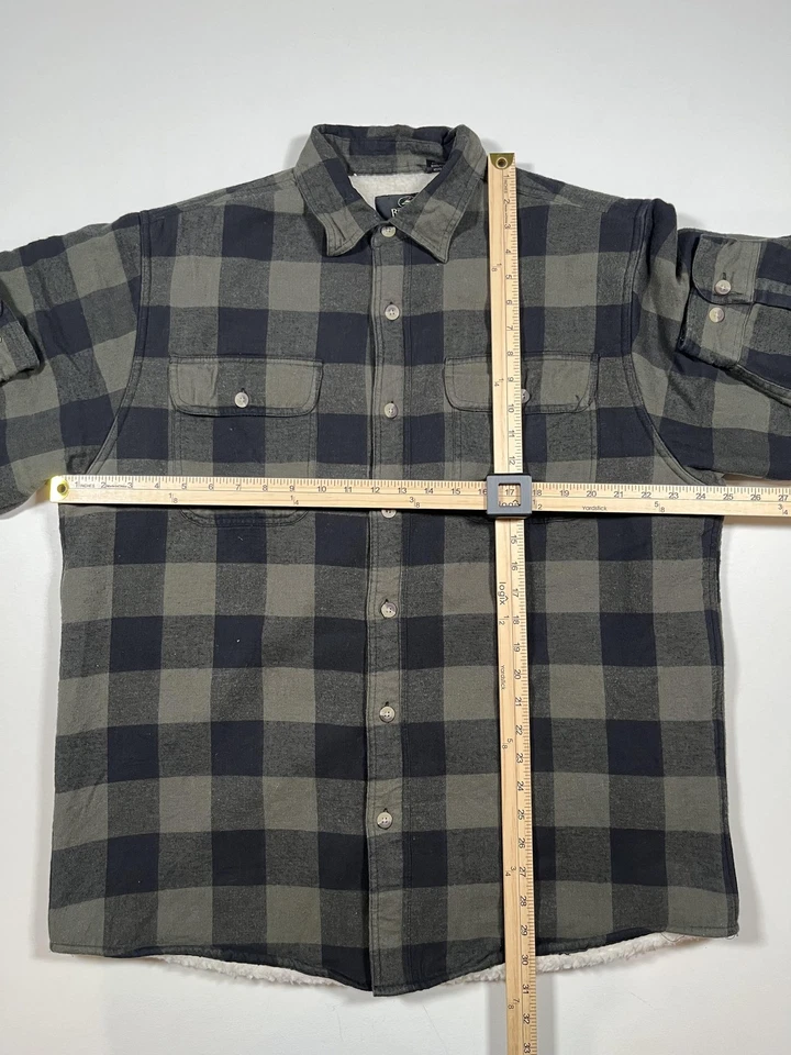 RedHead Jacket Mens Large Black Gray Sherpa Lined Flannel Buffalo Plaid Workwear - Image 4 of 4