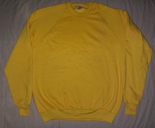 VINTAGE JERZEES PULLOVER BLANK YELLOW RAGLAN SWEATSHIRT MENS XL USA 80s 90s 5050