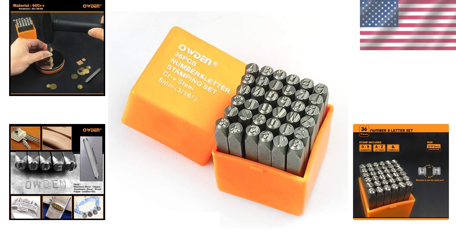 Metal Stamps Set 36Pcs Steel Number Letter Punching Jewelry Craft HRC 58-62