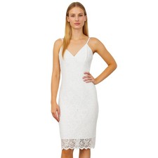Lac Bleu White Lace V-Neck Dress Size Medium Sleeveless Adjustable Straps NWT