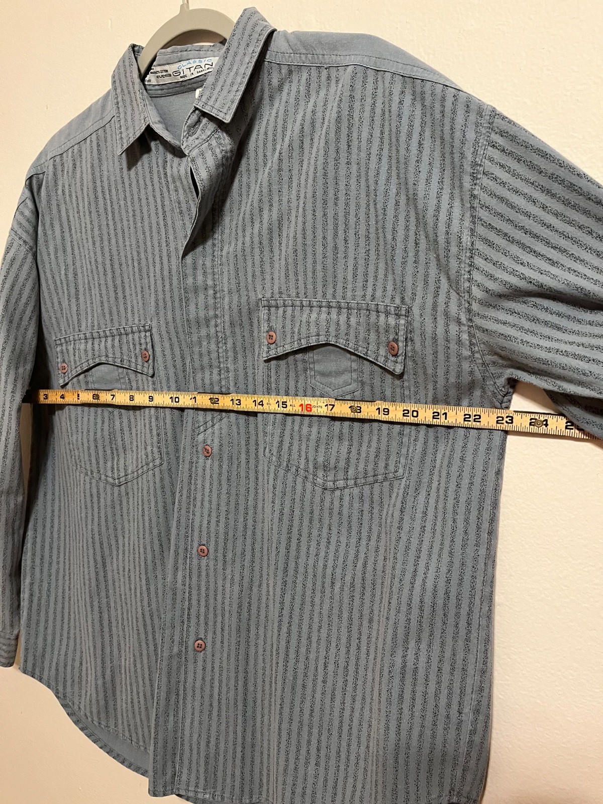 Gitano Blue Button Down Double Chest Pockets Long… - image 3
