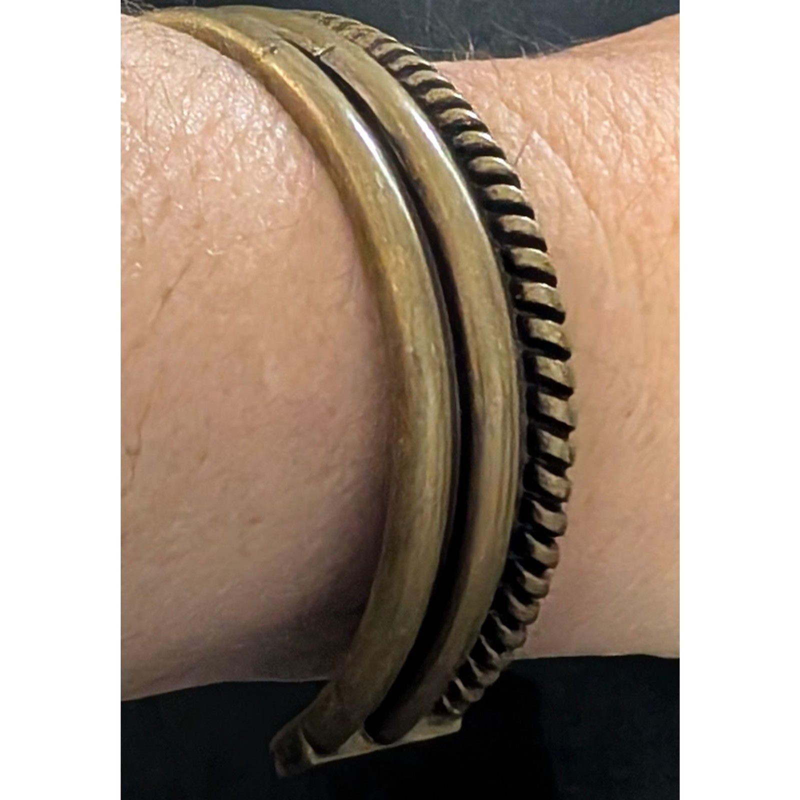 Vintage Solid Brass Open Cuff Bracelet Antique Go… - image 3