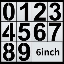 6 Inch Reusable Plastic Number Stencils 0-9 6 inches x 4.6 inches, white
