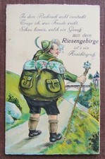Rucksack Ak - Riesengebirge, Wanderer - Leporello 10 Ansichten - ca. 1925