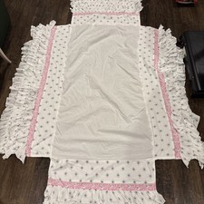 Pottery Barn Kids Girls Crib Skirt Ruffle Tiered Floral Nursery Baby Bedding