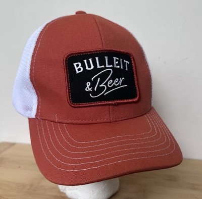 Bulleit Bourbon Frontier Whisky Snapback Ball Cap Trucker Hat Orange & Black NEW
