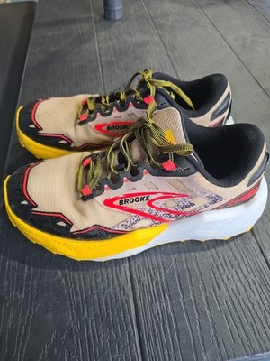 Brooks Caldera 7 Trail Shoes Sz 9.5 Lunar Rock/Lemon Chrome/Black  LOCATED   4G