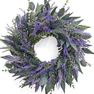 26 Inch Lavender Eucalyptus Wreaths for Front Door, Spring Summer Wreath,Large E