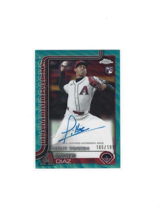 2025 Topps Chrome Update Yilber Diaz Rookie Debut RC Auto Aqua 185/199 #CRDA-YD
