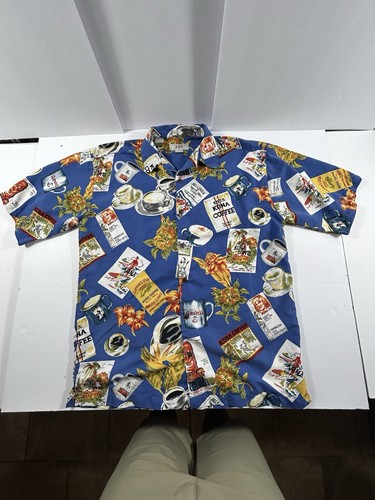 KAD Clothing Kona Coffee Hawaiian Button Up Shirt Medium