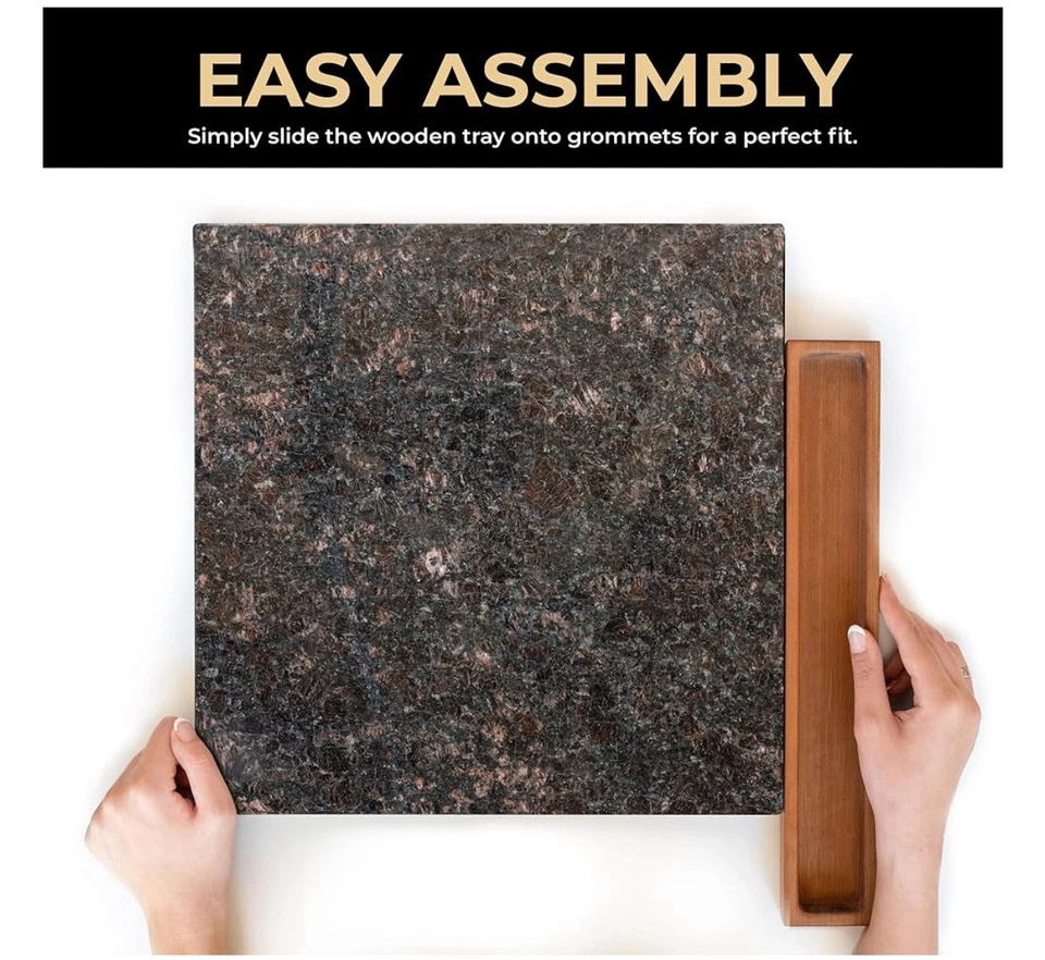 Tablero de queso/charcutería Stonelite Furniture 16" x 14" con bandeja marrón tostado (1319) Foto 4 de 4