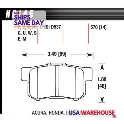Hawk Brake HB145N.570, Set of 4 Fits Street Pads Rear Honda HP Plus Performance