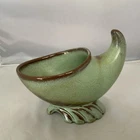 Vintage Frankoma Pottery 575 Planter Flower Bowl Cornucopia in Prairie Green EUC