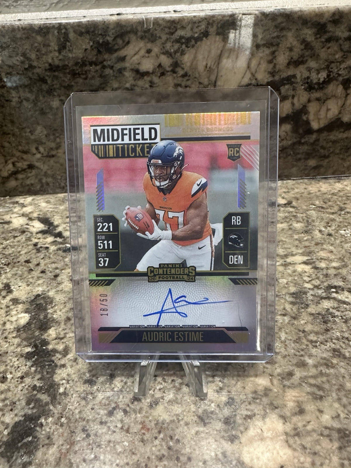 2024 Panini Contenders - Rookie Ticket RPS Audric Estime Midfield Ticket /50 (V)