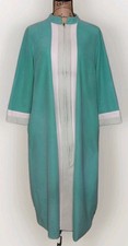 Vintage Vanity Fair - Light Green Stripe Full Zip Robe Lounger - Size 14