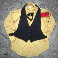 Vtg 70s After Six Ruffle Tuxedo Shirt Set Yellow Vest Bow Tie Studs 16 33