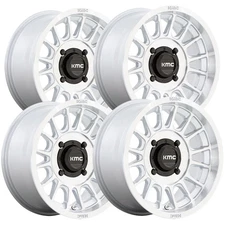 (Set of 4) Staggered-KMC UTV KS138 Impact 15" 4x137 10mm Silver Wheels Rims