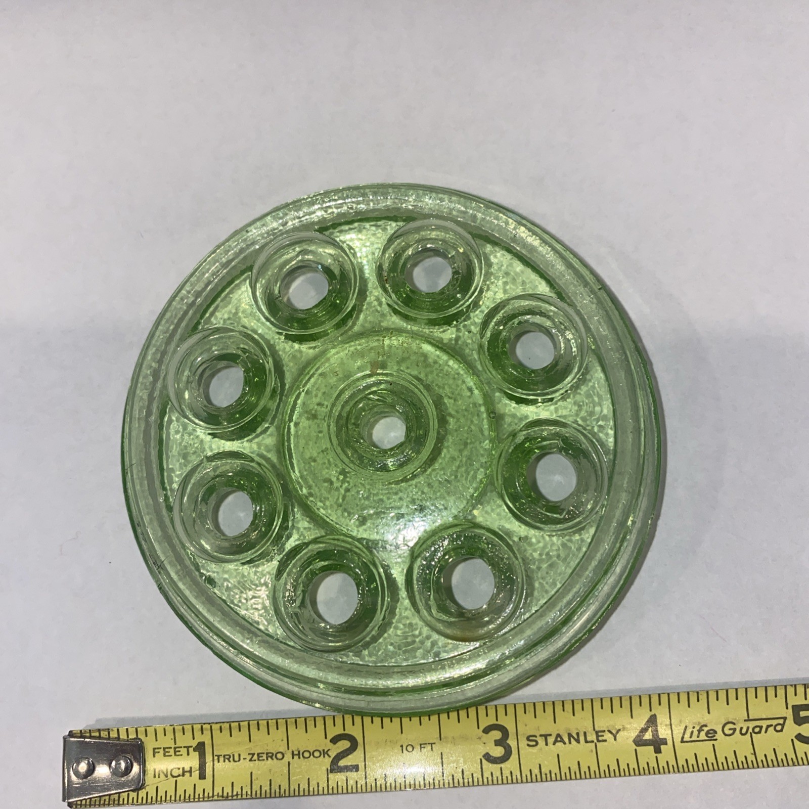 Frog Measurement Vintage Antique Green Uranium Glass Flower Frog 3.5” 9 Hole | eBay