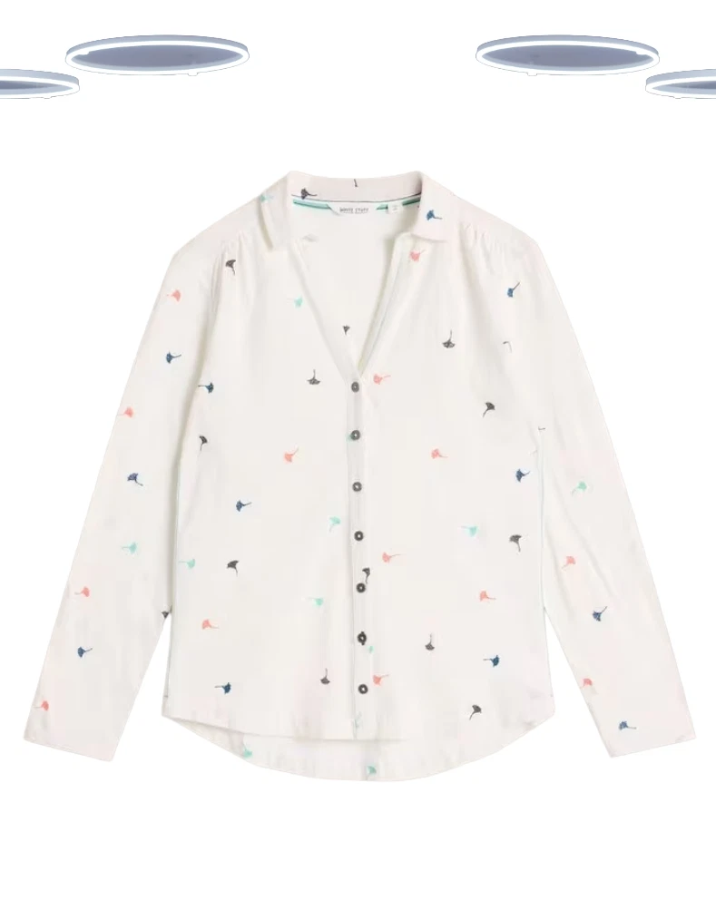 Ex White Stuff Women's Shirt - Long Sleeve Anne Embroidered Jersey White Mix
Opens in a new window o
