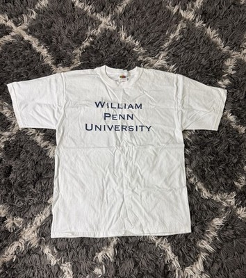 Vintage William Penn University T Shirt Adult Large White Short Sleeve 