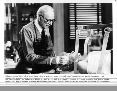 Jack Albertson as coroner practices cosmetological magic on an unk- Old Photo