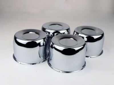 4 Short Steel Chrome Center Caps - 5.12" Bore For 8-Lug Trailer Rims, Install From Rear, RC140