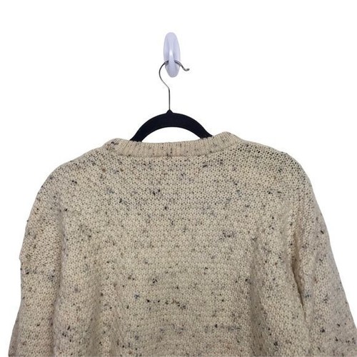 Highland Home Industries 100% Wool Ivory Flecked Cable Knit Sweater Medium - Picture 5 of 10