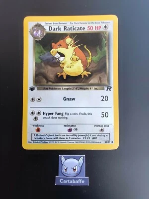 Carte Pokémon Dark Raticate Rattatac 51/82 Team Rocket 1st US Wizards - Photo 1/2
