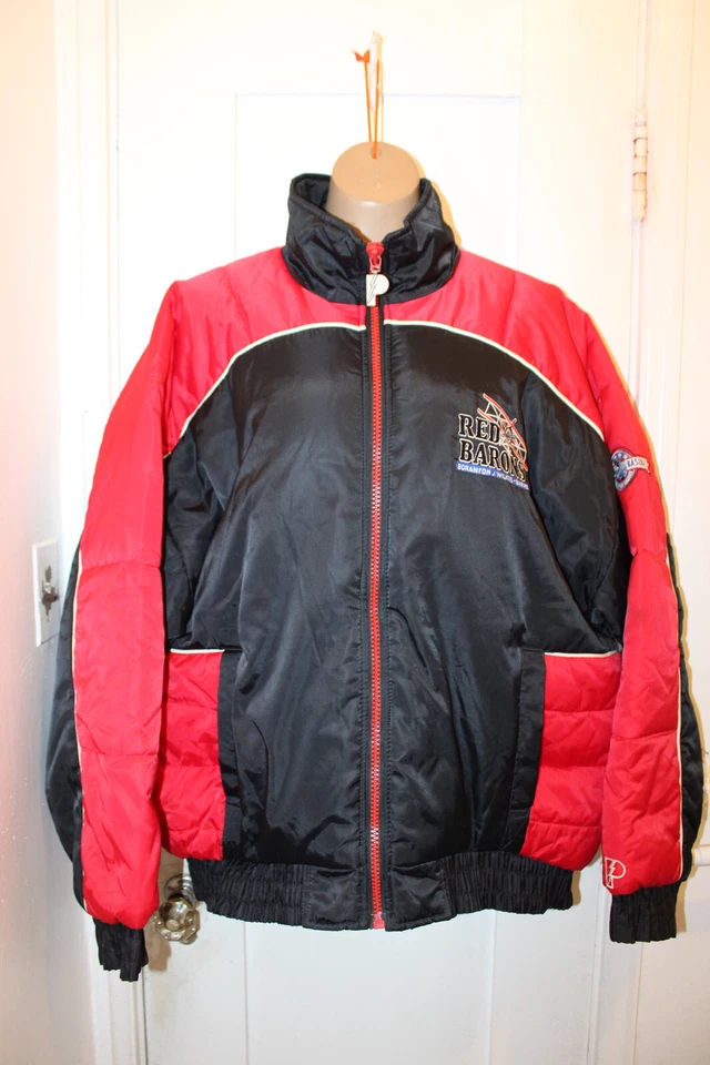 Chaqueta PRO PLAYER Para Hombre L Negra Roja Scranton Wilkes Barre Red Barons Puffer De Colección Foto 2 de 4