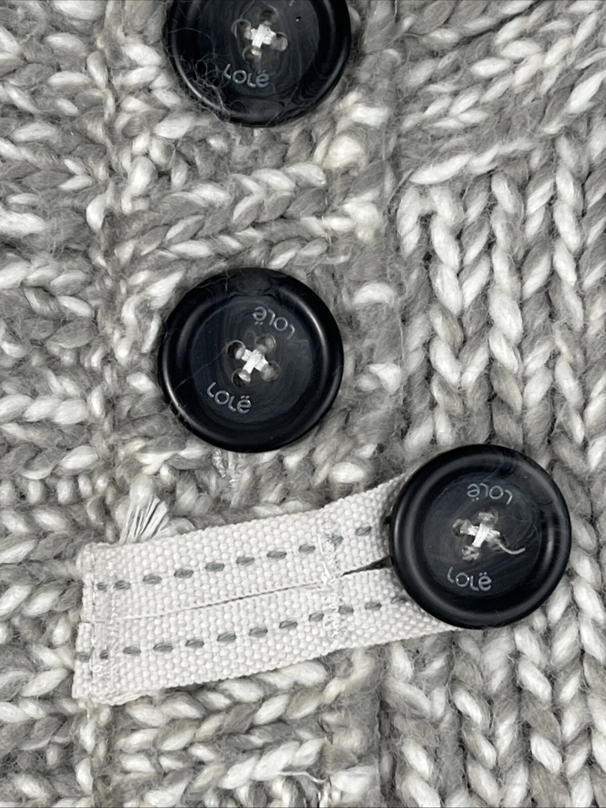 lole pullover chunky knit high neck button accents sweater