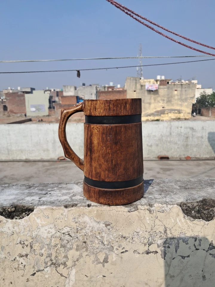 Деревянная пивная кружка ручной работы Viking Tankard акация деревянная пивная чашка средневековый подарок - Изображение 4 из 4